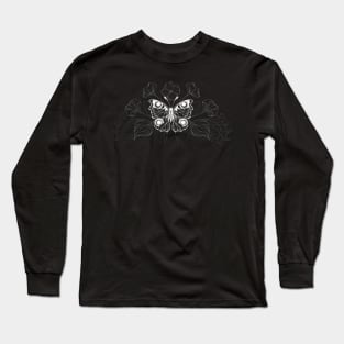 White Butterfly Peacock Long Sleeve T-Shirt